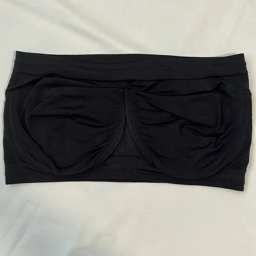 Ahh by Rhonda Shear Angel Seamless Underwire Bandeau Bra Black, Size 1XL